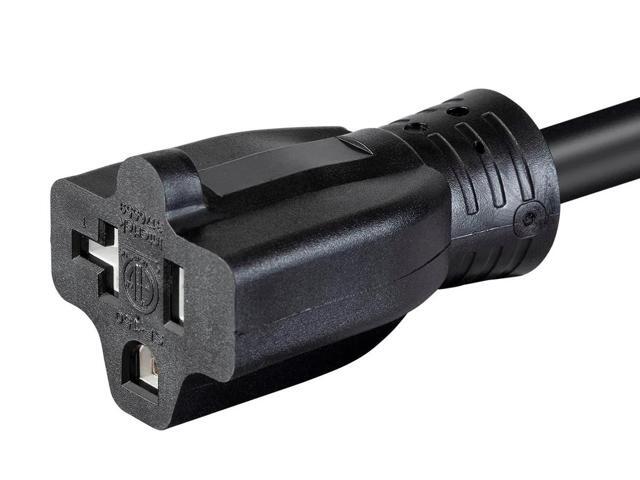 Monoprice Heavy Duty Extension Cord - 2 Feet - Black Locking Connector - NEMA L5-20P to NEMA 5-15/20R, 12AWG, 20A, SJTW, 125V