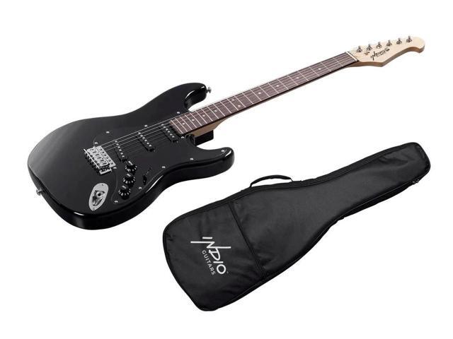 Monoprice Indio Cali Classic Electric Guitar - Black, With Gig Bag