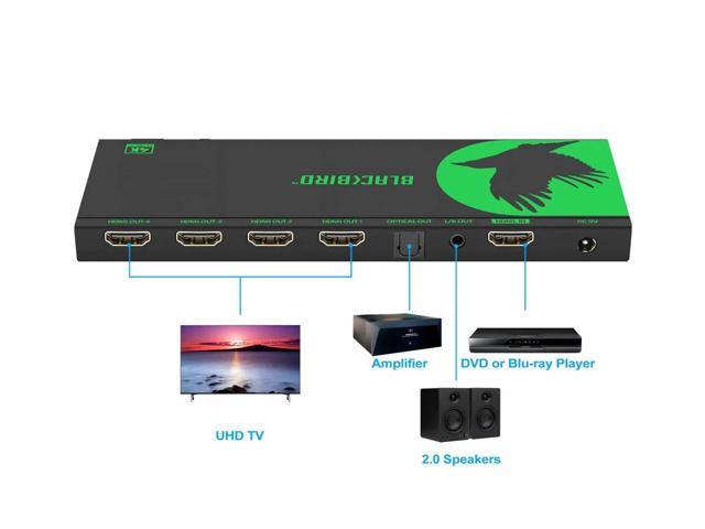 Monoprice Blackbird 4K 1x4 HDMI Splitter Supports HDMI 2.0 HDCP 2.2 4K@60Hz YCbCr 4:4:4 Featuring 4K to 1080p Downscaling - image 5