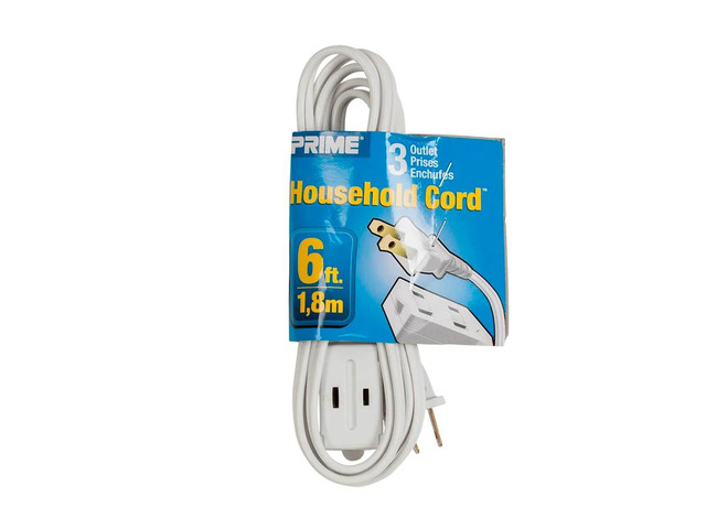 Monoprice 16/2 SPT-2 3-outlet Household Extension Cord - 6 Feet - White Ideal For Small Appliances At Home And For Connecting Holiday Lights