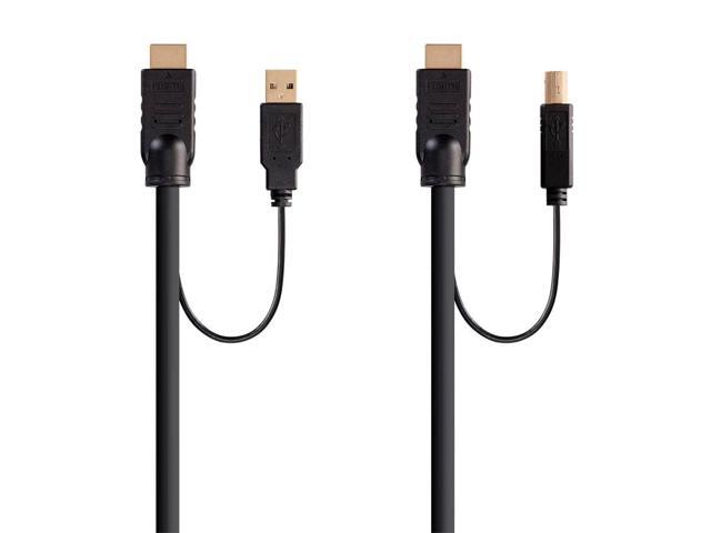 Monoprice HDMI USB Combo Cable - 6 Feet, HDR, 4K@60Hz, Dual Head HDMI To HDMI Combo Cable, for KVM Switches - Switch Series
