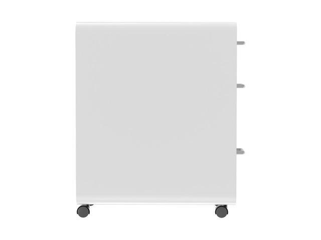Monoprice Round Corner 3-Drawer File Cabinet - White With Lockable Drawer - Workstream Collection