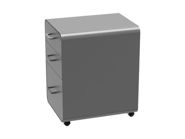 Monoprice Round Corner 3-Drawer File Cabinet - Gray With Lockable Drawer - Workstream Collection