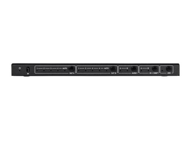 Monoprice Blackbird 4K HDMI Matrix, 4x2, HDR, 18G, 4K@60Hz, YCbCr 4:4:4, EDID, Coaxial Audio, Powered Switch, Control Remote