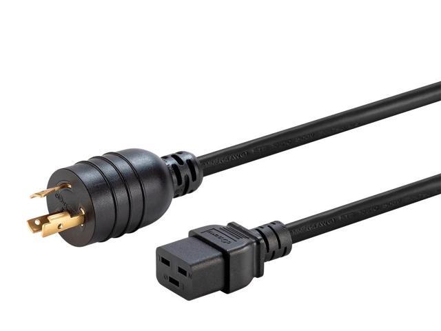 Monoprice Heavy Duty Extension Cord - 6 Feet - Black NEMA L6-20P to IEC 60320 C19, For Computers, Servers, Monitors to a PDU or UPS in Data Center