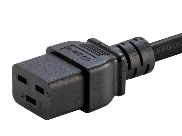 Monoprice Heavy Duty Extension Cord - 3ft - Black, NEMA 6-20P to IEC 60320 C19, For Computers, Servers, and Monitors to a PDU or UPS in a Data Center