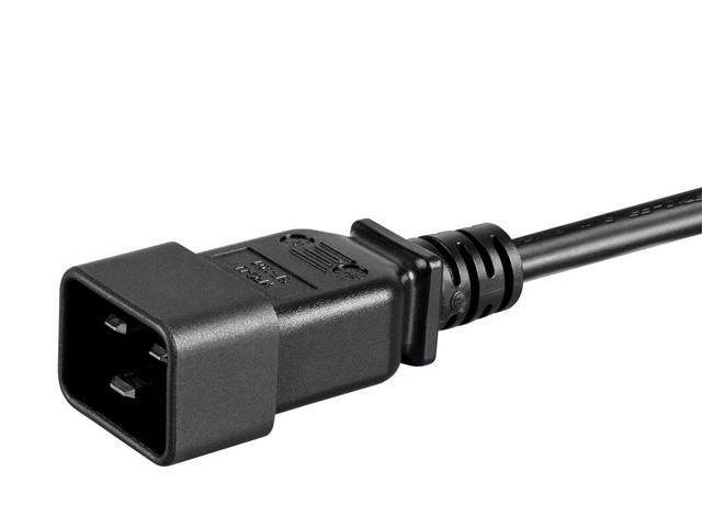 Monoprice Power Cord - 4 Feet - Black IEC 60320 C20 to IEC 60320 C13, 14AWG, 15A, 3-Prong, For Powering Computers, Monitors