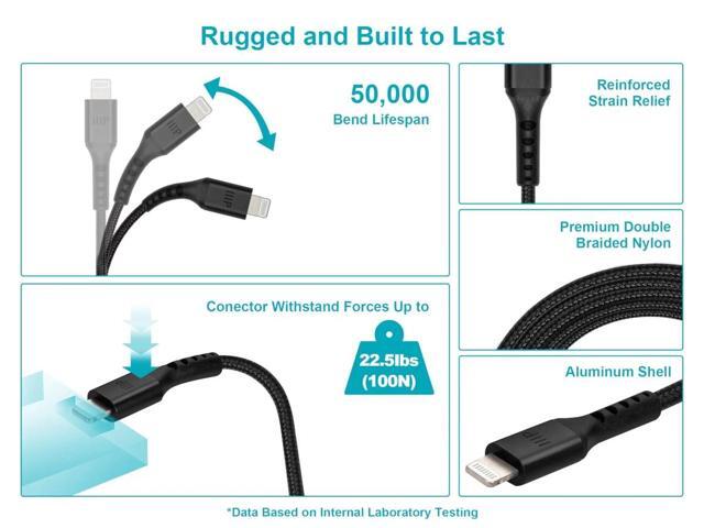 Monoprice AtlasFlex Series Durable MFi Certified Lightning to USB Type-A Charge & Sync Nylon