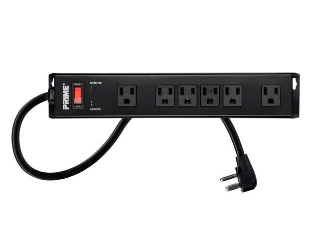 Monoprice Power & Surge - 6 Outlet Metal Surge Protector Power Strip - 15 Feet Cord - Black 1150 Joules 15A / 125V / 1875W