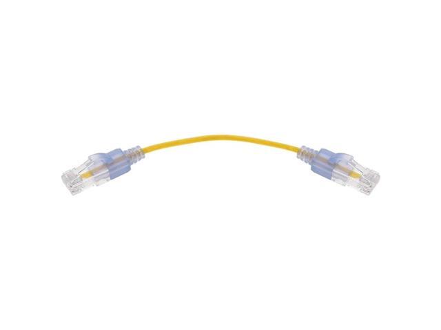 Monoprice SlimRun Cat6A Ethernet Patch Cable - Network Internet Cord - RJ45, Stranded, UTP, Pure Bare Copper Wire, 30AWG, 2ft, Yellow, 10-Pack