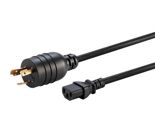 Monoprice Heavy Duty Extension Cord - 6 Feet - Black NEMA L6-20P to IEC 60320 C13, 14AWG, 15A, SJT, 250V, For High-Density Data Environments