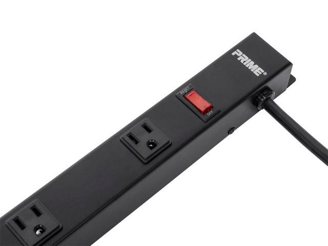 12 Outlet 4ft Metal Power Strip with 6ft Cord, Black