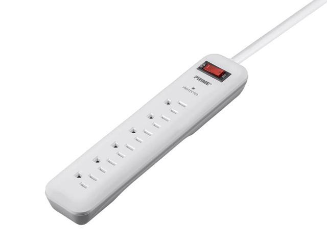 Monoprice Power & Surge - 6 Outlet Surge Protector Power Strip with Low-Profile Plug - 8 Feet Cord - White 1000 Joules 15A / 125V / 1875W