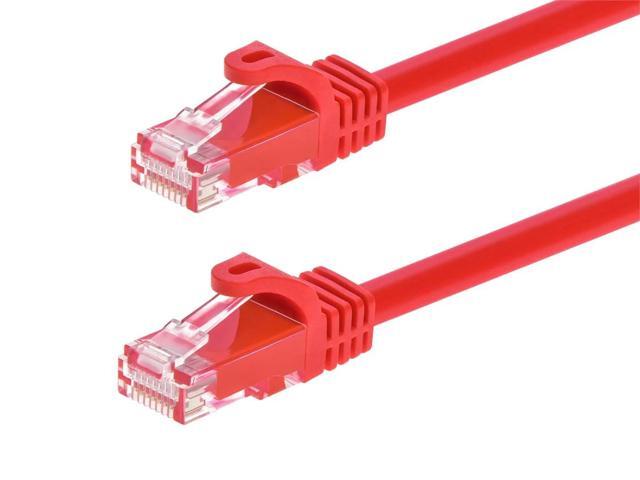 Monoprice Cat6 Ethernet Patch Cable - 3 Feet - Red Network Internet Cord - RJ45, Stranded, 550Mhz, UTP, Pure Bare Copper Wire, 24AWG - Flexboot...