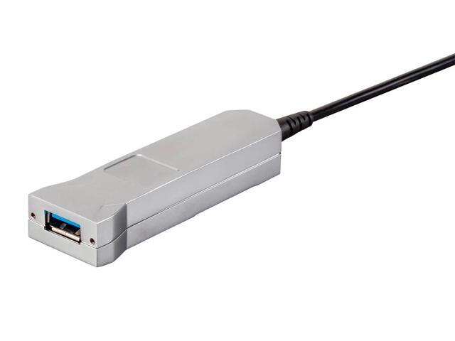 Monoprice USB-A to USB-A Female 3.0 Extension Cable - 98.4 Feet - Silver Fiber Optic - SlimRun