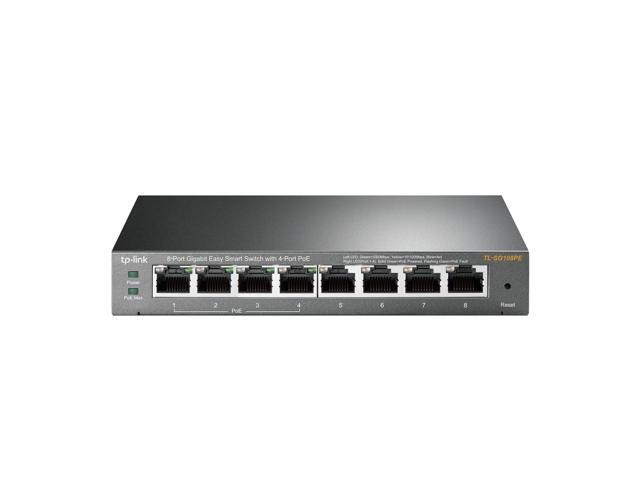 TP-LINK (TL-SG108PE) 8-Port Gigabit POE Easy Smart Switch, 4-Port POE, Steel Case