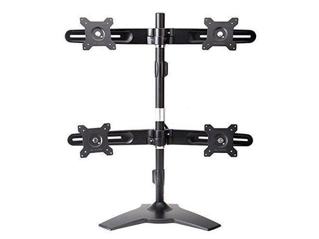 Amer Quad Monitor Stand. Supports four 24' monitors weighing up to 17.5 lbs. Compatible with 100 x 100mm 75 x 75mm mounting patterns