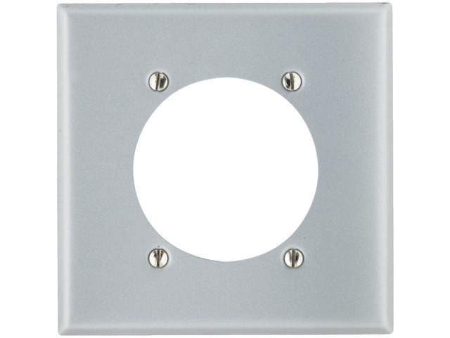 Leviton 4934 2-Gang Flush Mount 2.15 Inch Dia. Device Receptacle Wallplate, Standard Size, Steel, Device Mount, Aluminum