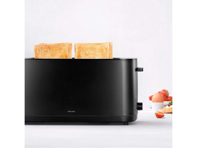 ZWILLING Enfinigy, 4-Slice Long Slot Toaster, Extra Wide 1.5' Slots for Bagels and Toast, Black