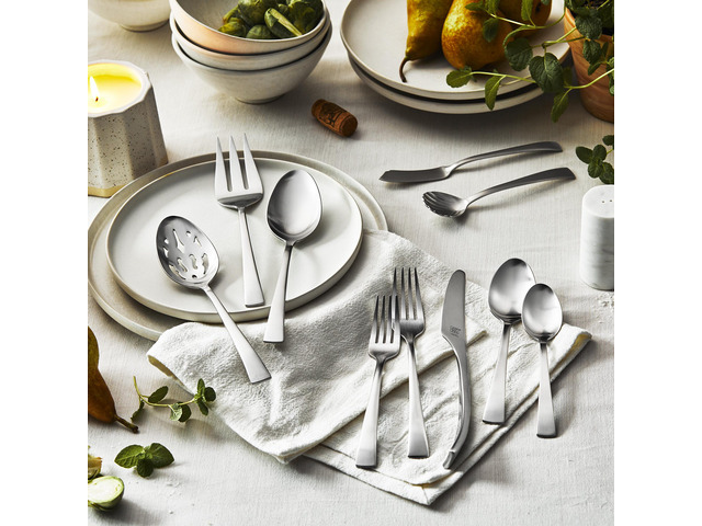 ZWILLING Bellasera (matte finish) 45-pc Satin Flatware Set, 18/10 Stainless Steel, Satin Finish (not polished)