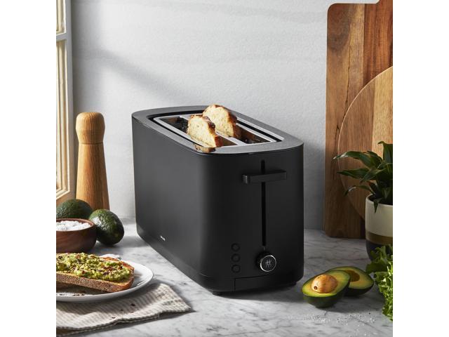 ZWILLING Enfinigy, 4-Slice Long Slot Toaster, Extra Wide 1.5' Slots for Bagels and Toast, Black