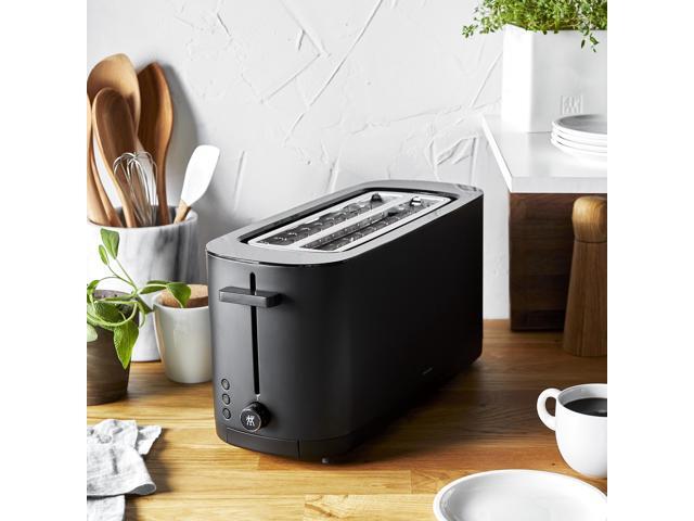 ZWILLING Enfinigy, 4-Slice Long Slot Toaster, Extra Wide 1.5' Slots for Bagels and Toast, Black