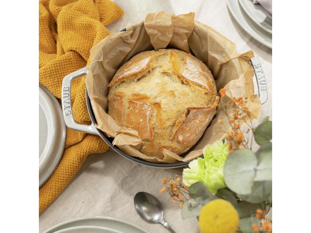 Staub Cast Iron Round Cocotte, Dutch Oven, 4-quart, serves 3-4, Made in France, White Truffle