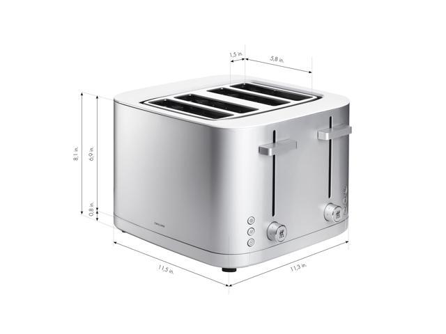 ZWILLING Enfinigy 4-Slice Toaster, Extra Wide 1.5' Slots for Bagels and Toast, Silver