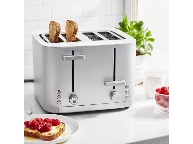 ZWILLING Enfinigy 4-Slice Toaster, Extra Wide 1.5' Slots for Bagels and Toast, Silver
