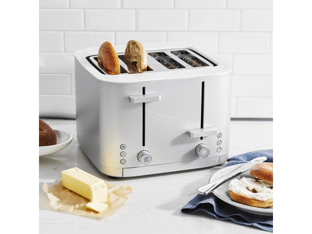 ZWILLING Enfinigy 4-Slice Toaster, Extra Wide 1.5' Slots for Bagels and Toast, Silver
