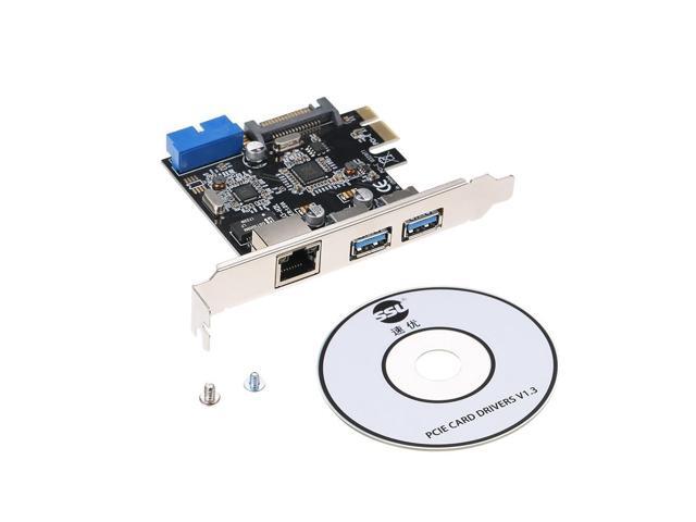 PCI-E to USB3.0 Expansion Card 2 USB3.0 Ports 4Pin Power Supply and Gigabit High Speed Network Support PCI-E 1x / PCI-E 4x / PCI-E 8x / PCI-E16x