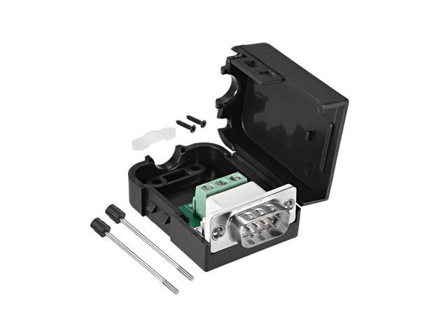 D-sub DB9 Breakout Board Connector with Case 9 Pin 2 Row Male Port Solderless Terminal Block Adapter with Thumb Screws