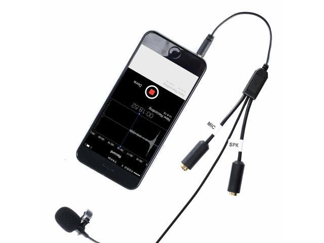 Movo Executive Lavalier Clip-on Interview Microphone with Secondary Mic & Headphone Monitoring Input for Apple iPhone, iPad, Samsung, Android...