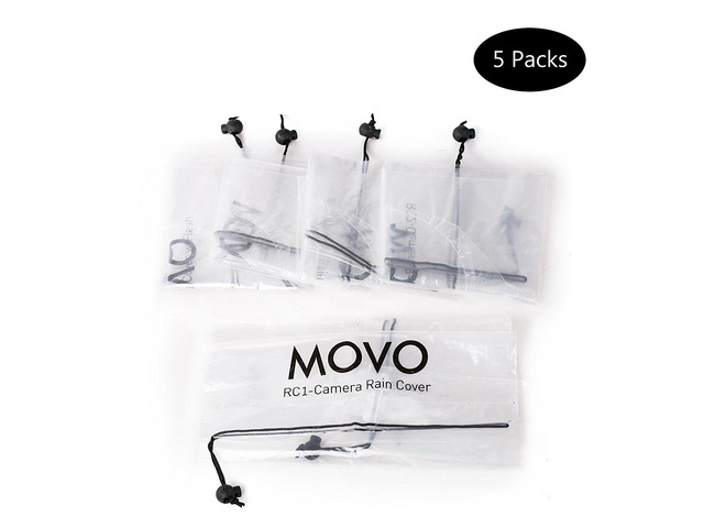 Movo (5 Pack) RC1 Clear Rain Cover for DSLR Camera & Lens up to 18' Long