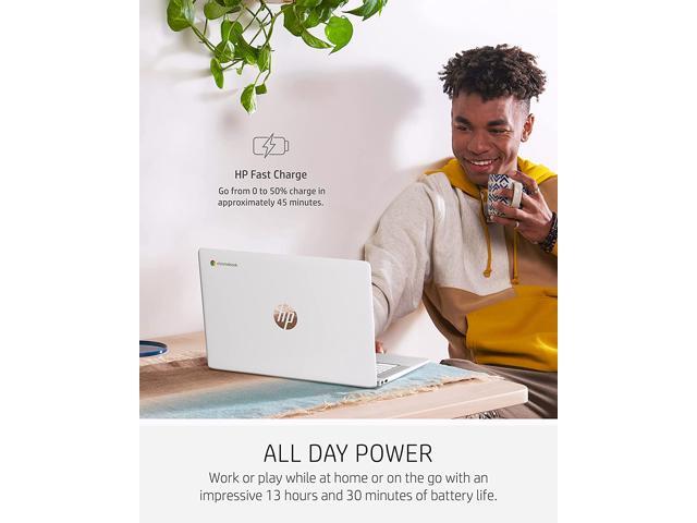 HP Chromebook 14 Laptop, Intel Celeron N4000 Processor, 4 GB RAM, 32 GB eMMC, 14" HD Display, Chrome, Lightweight Computer with Webcam and Dual...