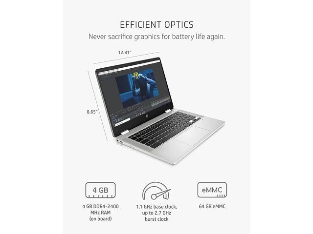 HP Chromebook x360 14a 2-in-1 Laptop, Intel Pentium Silver N5000 Processor, 4 GB RAM, 64 GB eMMC, 14' HD Display, Chrome OS with Webcam & Dual...