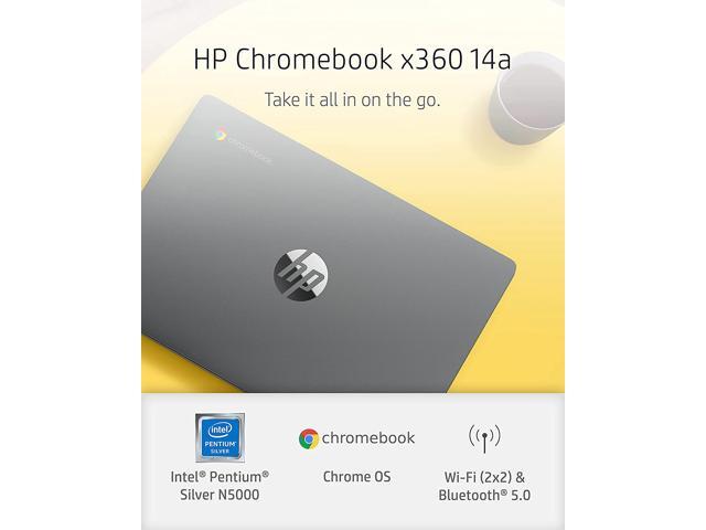 HP Chromebook x360 14a 2-in-1 Laptop, Intel Pentium Silver N5000 Processor, 4 GB RAM, 64 GB eMMC, 14' HD Display, Chrome OS with Webcam & Dual...