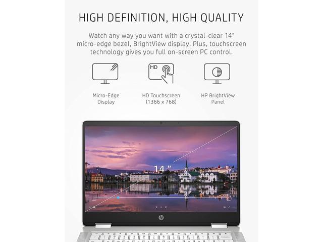 HP Chromebook x360 14 Laptop, Intel Celeron Processor, 4 GB RAM, 32 GB eMMC, 14" HD (1366 x 768), Chrome OS, Webcam & Dual Mics, Work, Streaming,...