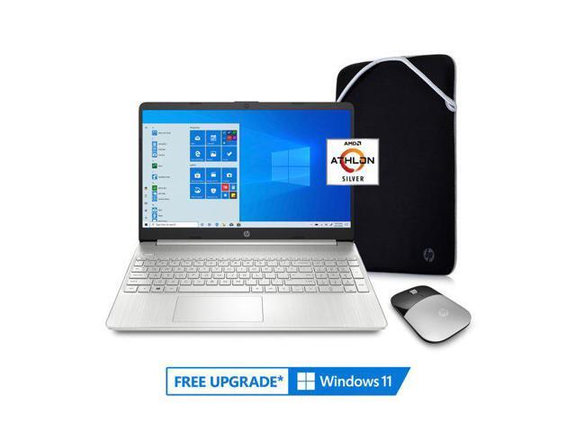 HP 15.6', Athlon N3050, 4GB RAM, 128GB SSD, Wireless Mouse, Sleeve, Silver, Windows 10 Home in S mode with Microsoft 365, 15-ef1071wm Laptop Notebook