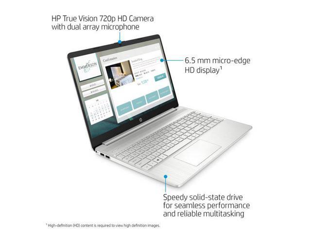 HP 15.6', Athlon N3050, 4GB RAM, 128GB SSD, Wireless Mouse, Sleeve, Silver, Windows 10 Home in S mode with Microsoft 365, 15-ef1071wm Laptop Notebook