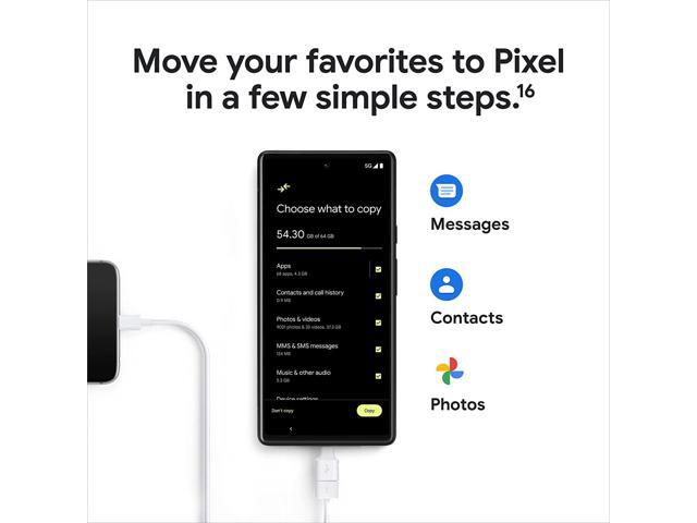 Google Pixel 6 - 5G Android Phone - Unlocked Smartphone with Wide and Ultrawide Lens - 128GB - Stormy Black GA02900-US Cell Phone