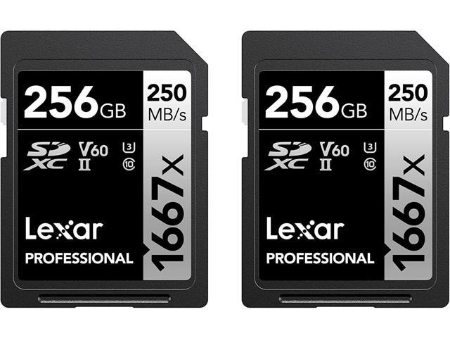 Lexar Professional 1667x 256GB (2-Pack) SDXC UHS-II Cards, Up to 250MB/s Read, for Professional Photographer, Videographer, Enthusiast.