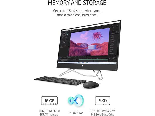 HP 27 All-in-One Desktop, AMD Ryzen 5 5500U, 16 GB RAM, 512 GB SSD, Full HD IPS Touchscreen, Windows 11 Home, 4 USB Ports, Privacy Camera, Dual...