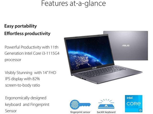 ASUS VivoBook 14 F415 Laptop Computer, 14 FHD Display, Intel Core i3-1115G4 Processor, 4GB DDR4, 128GB PCIe SSD, Fingerprint Reader, Windows 11...
