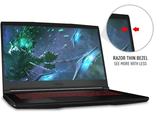 MSI GF63 Thin 9SC-066 15.6' Gaming Laptop, Thin Bezel, Intel Core i7-9750H, NVIDIA GeForce GTX1650, 16GB, 512GB NVMe SSD