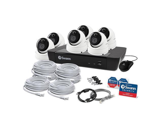 Swann - Pro 4K, 8-Channel, 6-Dome Camera Indoor/Outdoor PoE Wired 4K UHD 2TB HDD NVR Security Surveillance System - White