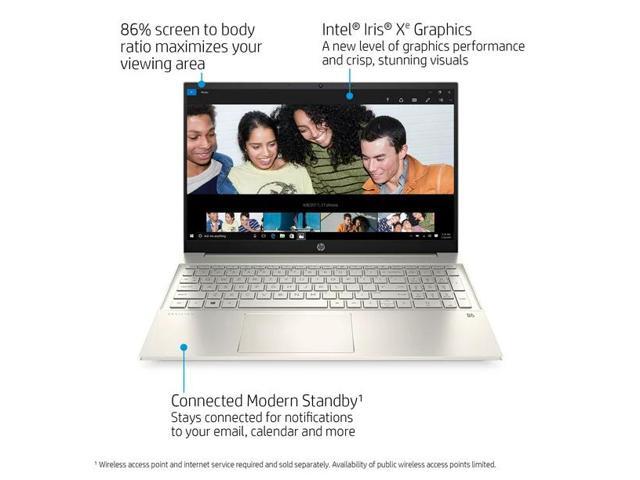 HP Pavilion 15.6' FHD Touch, Intel Core i7-1165G7, 8GB RAM, 512GB SSD, Lunar Gold, 15-eg0070wm Laptop Notebook
