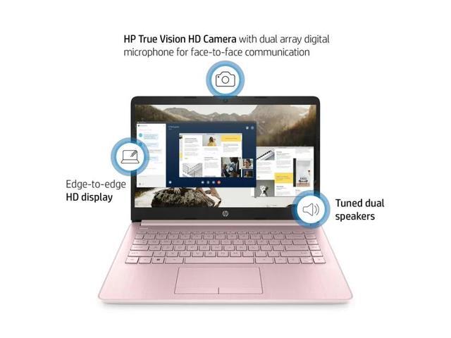 HP Stream 14', Intel Celeron N4020, 4GB RAM, 64GB eMMC, Pink, Windows 11 (S mode) with Office 365 1-yr, 14-cf2112wm Laptop Notebook