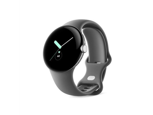 Google Pixel Watch - Android Smartwatch - Heart Rate Tracking Watch - Polished Silver Stainless Steel case with Charcoal Active band - WiFi