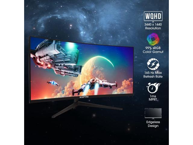Sceptre 34-Inch Curved Ultrawide WQHD Monitor 3440 x 1440 R1500 up to 165Hz DisplayPort x2 99% sRGB 1ms Picture by Picture, Machine Black 2023...
